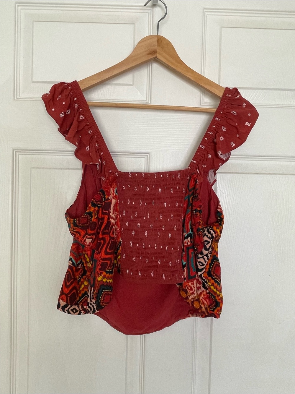 torrid Rust Red Printed Ruffle Strap Camisole - Picture 2 of 5